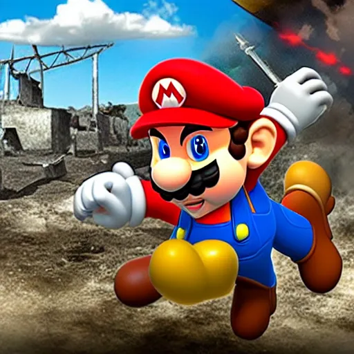 Image similar to mario in the world war two battlefields