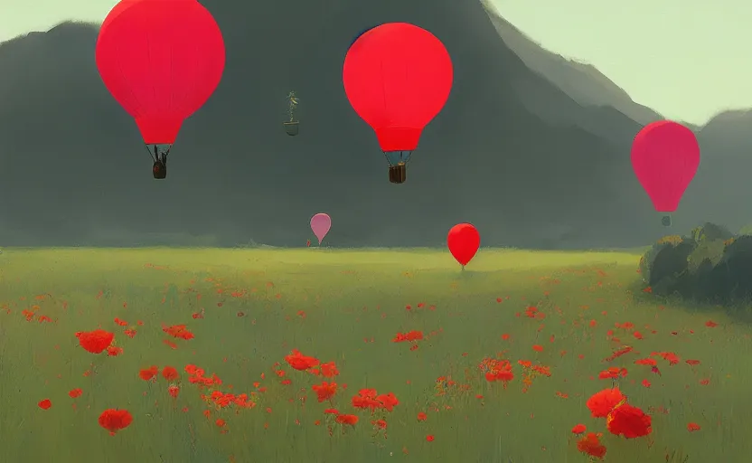 Image similar to flowers as hot air balloons by atey ghailan plein air