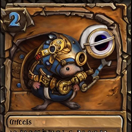 Image similar to a rat with steampunk googles, from Hearthstone