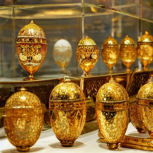 Image similar to Faberge eggs with faberge toast, Hermitage Museum exhibit