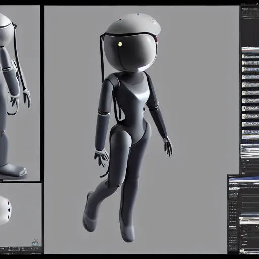 Prompt: CAD render of a realistic android companion modeled after haydee from haydee, solidworks, catia, autodesk inventor, unreal engine, gynoid cad design inspired by haydee, product showcase, octane render 8k