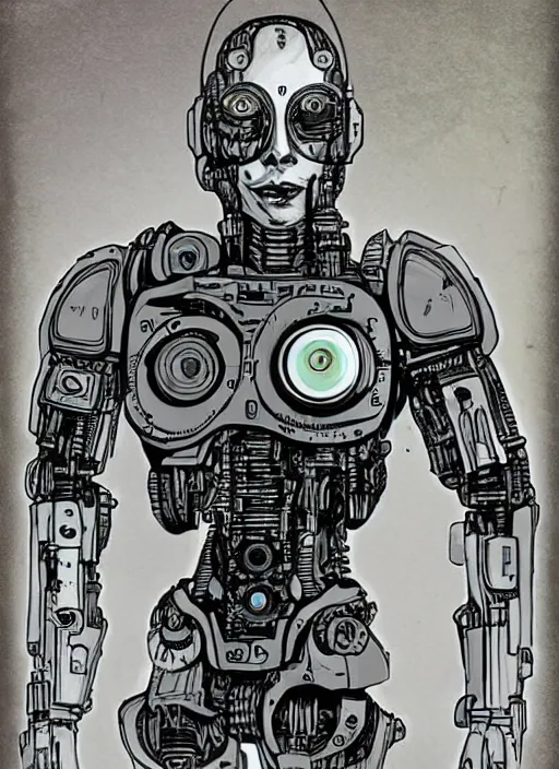 Image similar to a cyborg in the style of bailly alice