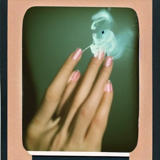 Image similar to a photo of woman hand with a cigarette, polaroid,