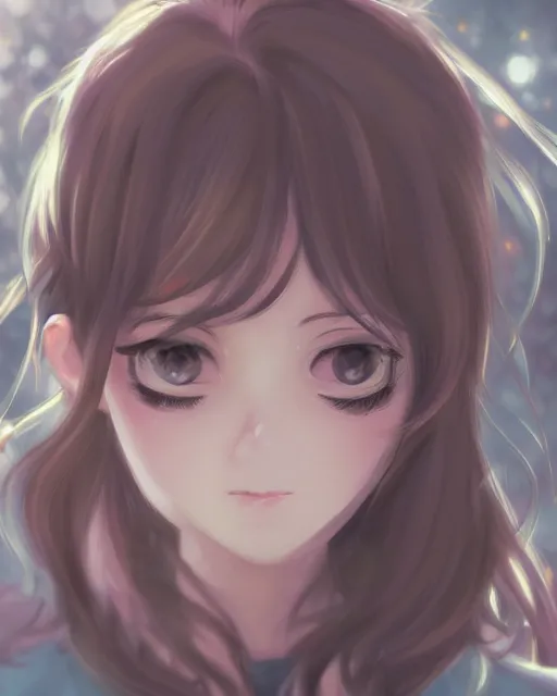 Image similar to a portrait of a teenage girl, moe, kawaii, pretty, lovely, detailed face, digital art by makoto shinkai