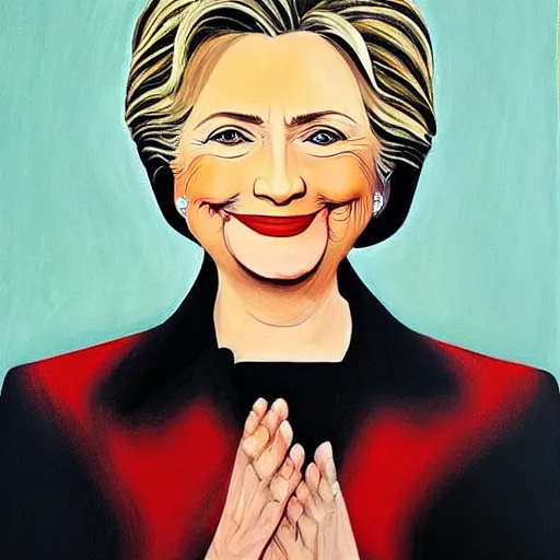 Image similar to beautiful portrait of first lady hillary clinton, painted by a russian expressionist