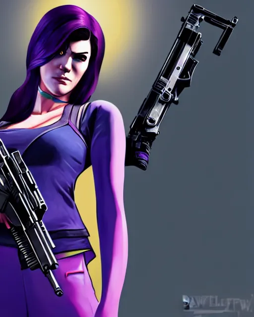 Image similar to gta 5, grand theft auto 5 cover art of widowmaker from overwatch