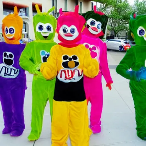 Image similar to Mexican teletubbie Memphis group style