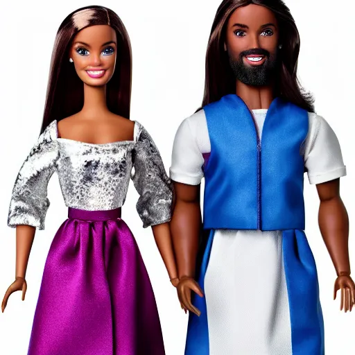 Image similar to jesus and maria as barbie dolls