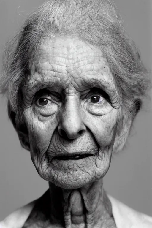 Image similar to closeup portrait of an old blind lady by Robert Mapplethorpe,