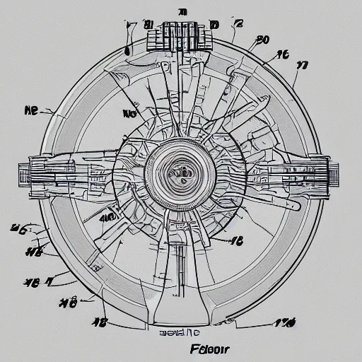 Prompt: fusion reactor patent drawing style