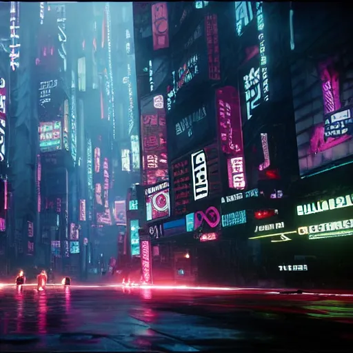 Image similar to . diffusion movie shot from blade runner, cyberpunk, journey across the urban district | neverland and the gateway between dreams by blade runner, rendered in unreal engine