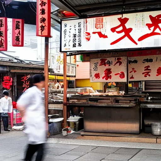 Prompt: a steamy japanese market food stall, 4 k, hd