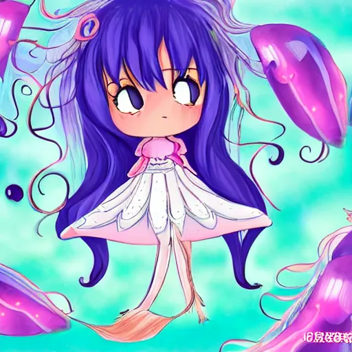 Image similar to Jellyfish Princess in the style of wlop