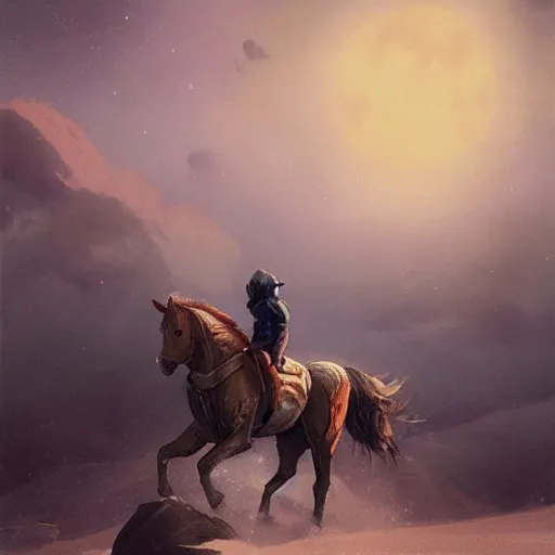 Image similar to horse on the moon by greg rutkowski