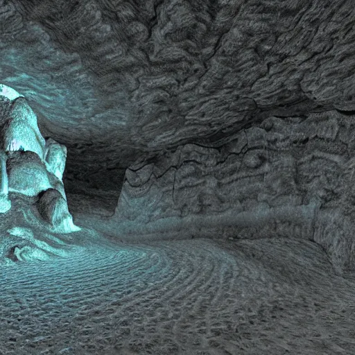 Prompt: LIDAR scan of a cave