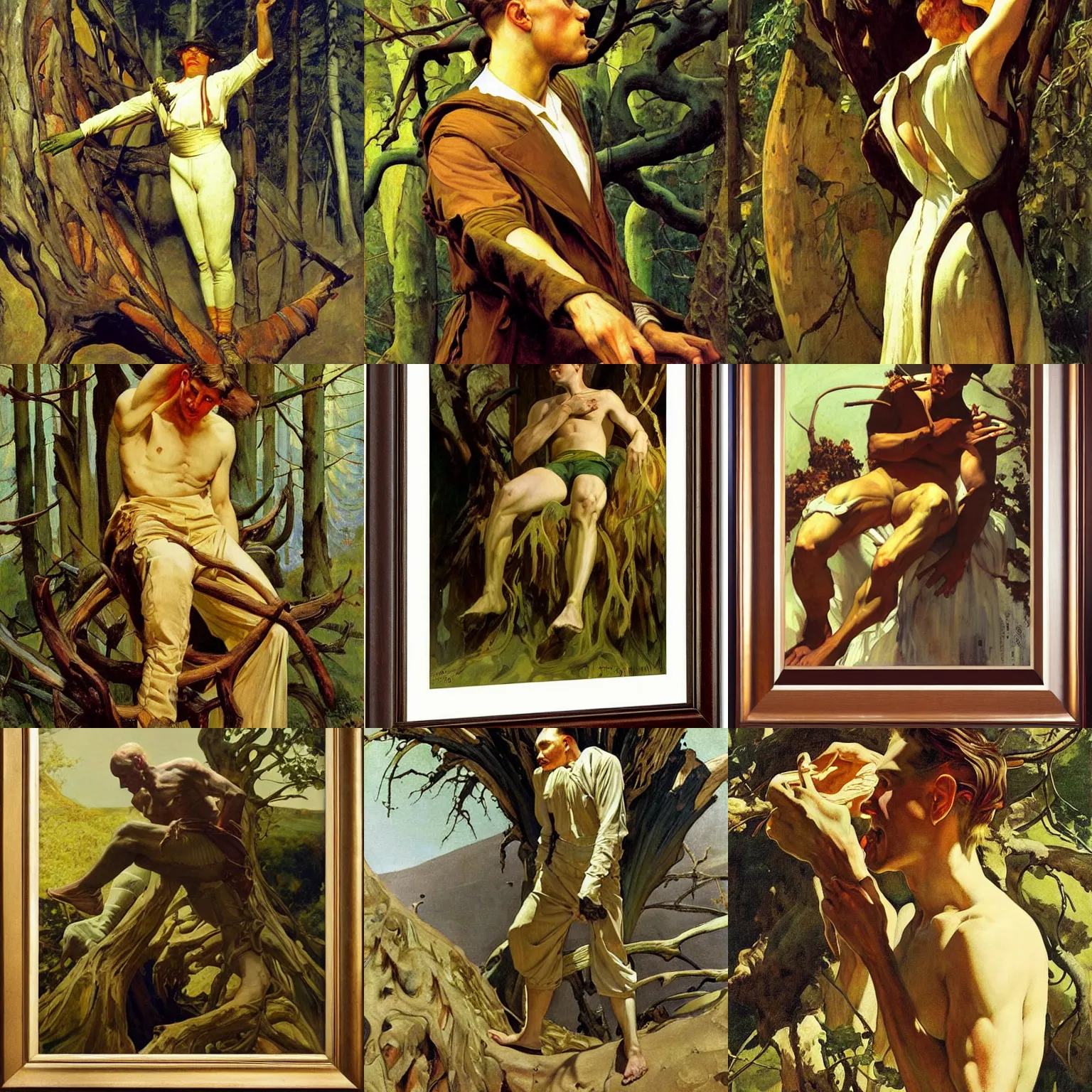 Prompt: Salazar Leyendecker Repin NC Wyeth painting of the monster of the forest, oil on canvas