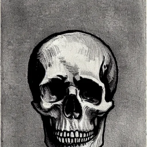 Image similar to Skull of a Skeleton by vincent van gogh