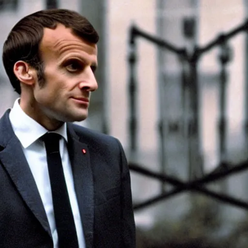 Image similar to Emmanuel Macron bubble head in American Psycho (1999)