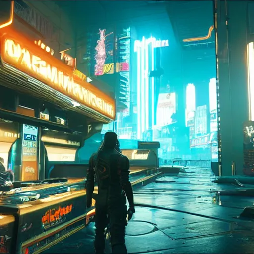 Image similar to Cyberpunk 2077 if it had two more years of development time, in-game screenshot