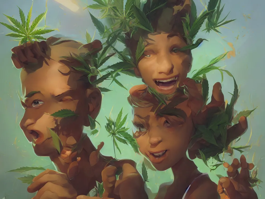 Prompt: cannabis marijuana kid face!, behance hd by jesper ejsing, by rhads, makoto shinka, lois van baarle, ilya kuvshinov, rossdraws global illumination