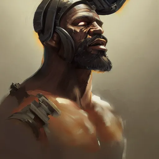 Prompt: artwork of a tv - headed muscular blacksmith man with a tv on his head, cool style, concept art, super detailed, 4 k hd, trending on artstation, digital painted, low contrast, made by greg rutkowski and viktoria gavrilenko