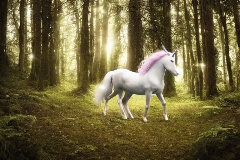 Prompt: beautiful unicorn in the forest natural lighting by Emmanuel Lubezki