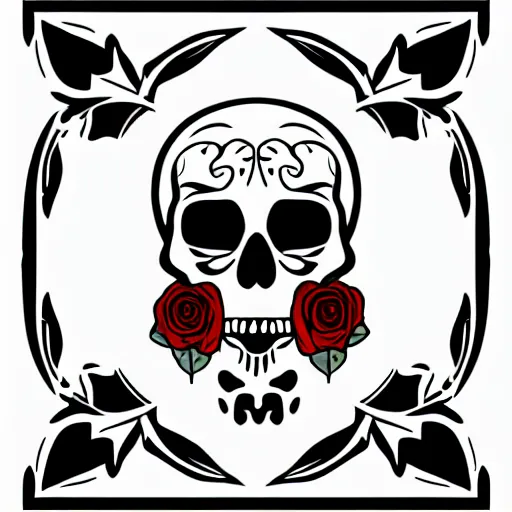 Image similar to rose n skull tattoo vector art