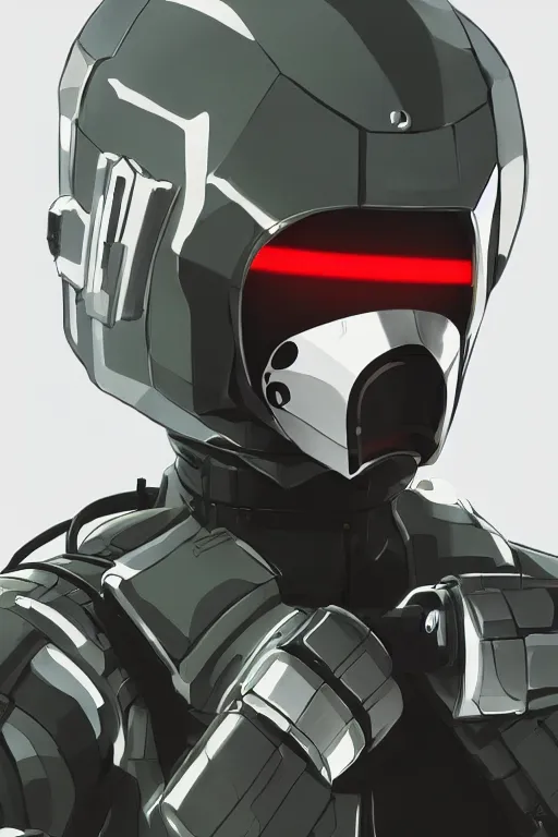 Image similar to robot ninja mask helmet metal gear solid training suit swat commando, aesthetic octane render, 8 k hd resolution, by ilya kuvshinov and cushart krentz and gilleard james, by carl warner and jim woodring, trending on artstation : 1. 5, sweet joy harmony color scheme