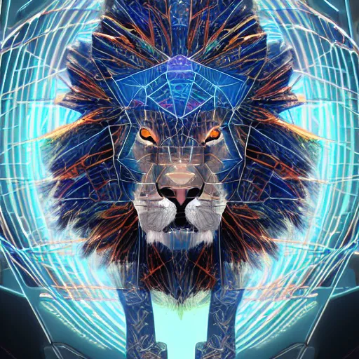 Image similar to cyberspace lion, detailed digital illustration by liiga smilshkalne, android netrunner