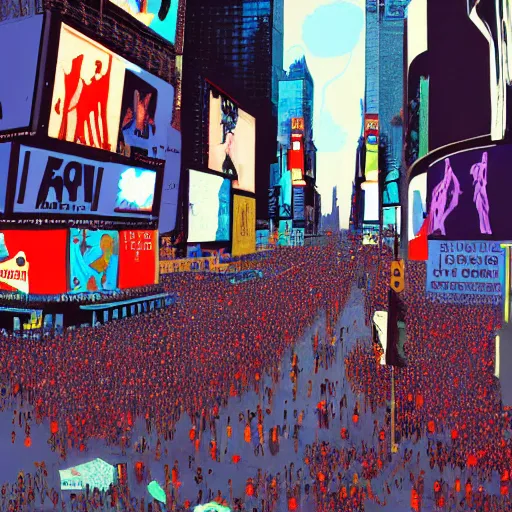 Prompt: a stampede in Times Square by James jean, trending on ArtStation,