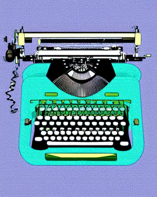 Prompt: artdeco illustration digital art typewriter. retro. colorful pastel. 3 d.