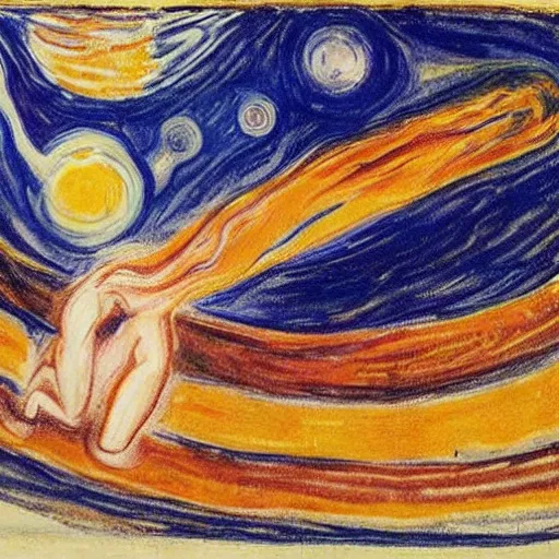 Image similar to Liminal space in outer space by Edvard Munch