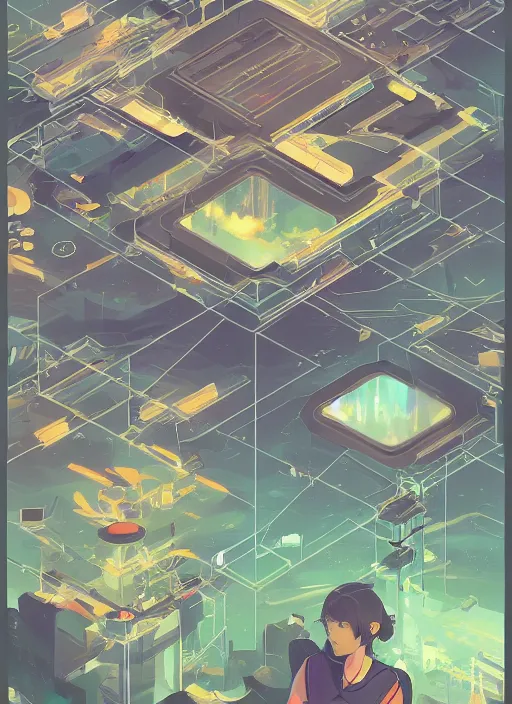 Image similar to axonometric isometric infographic on climate change by makoto shinkai, ilya kuvshinov, lois van baarle, rossdraws, basquiat | afrofuturism, in the style of hearthstone, trending on artstation | dark color scheme