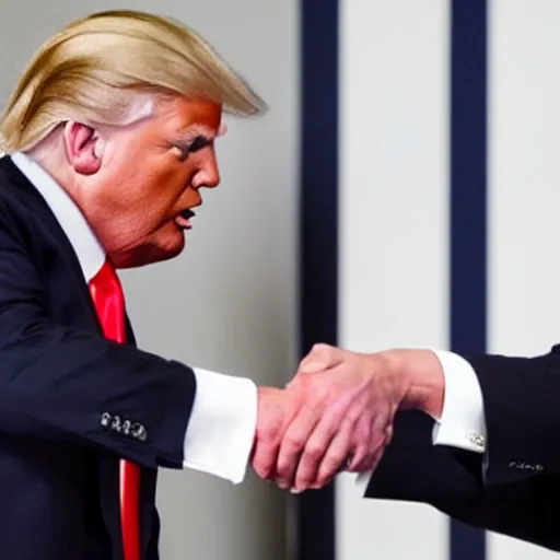 Image similar to donald trump and magnus carlsen shaking hands