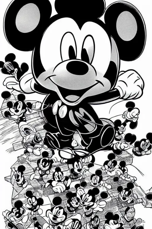 Image similar to character art by mike deodato, mickey mouse, absolute chad