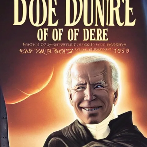 Image similar to book cover god emperor of dune. sandworm with the cartoon joe biden face. cover art cgi movie poster style