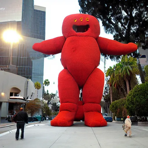 Prompt: LOS ANGELES CA, JAN 8 2010: One of the most huge huggable creatures that emerged from the opening of the adorableportal.