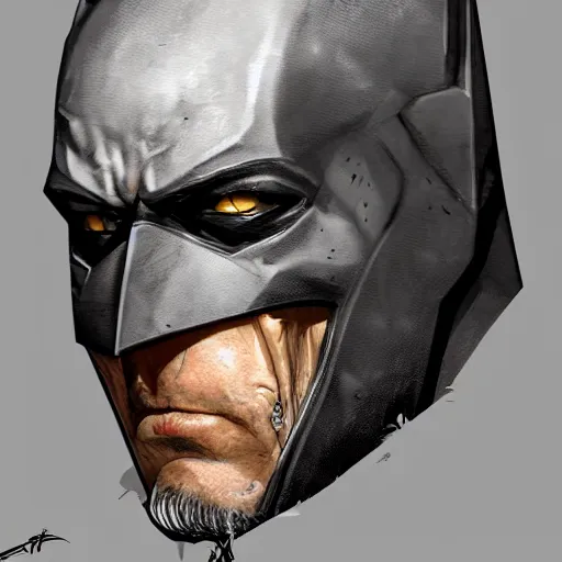 Image similar to portrait of old battle damaged batman, intricate, photoreal elegant, highly detailed, centered, grungy, digital painting, artstation, concept art, smooth, sharp focus,