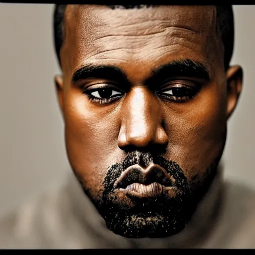 Image similar to a vintage photograph of Kanye West By Felice Beato, portrait, 40mm lens, shallow depth of field, split lighting