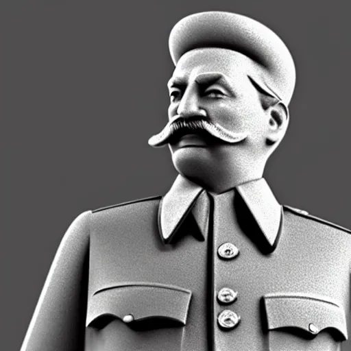 Image similar to stalin figurine commerical, white background, 3d render