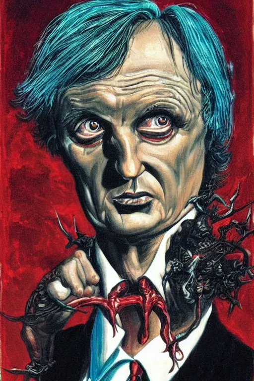 Prompt: portrait of Richard Dawkins as Satan, by Basil Gogos