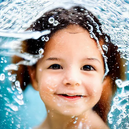 Image similar to portrait of cute girl made of water