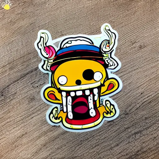 Image similar to die cut sticker, tony chopper of one piece, splatter paint