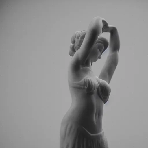 Image similar to a marble statue of a girl doing ballet, 5 0 mm lens, f 1. 4, sharp focus, ethereal, emotionally evoking, head in focus, volumetric lighting, 8 k