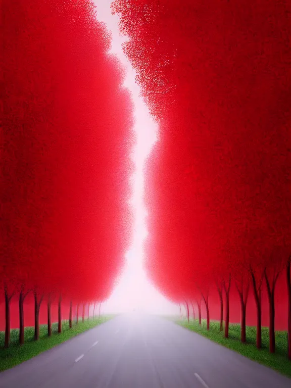 Prompt: A beautiful digital painting of a unending red corridor by Benoit B. Mandelbrot, Steven Belledin, Martin Johnson Heade, Lee Madgwick, and Caspar David Friedrichl 8k artstation