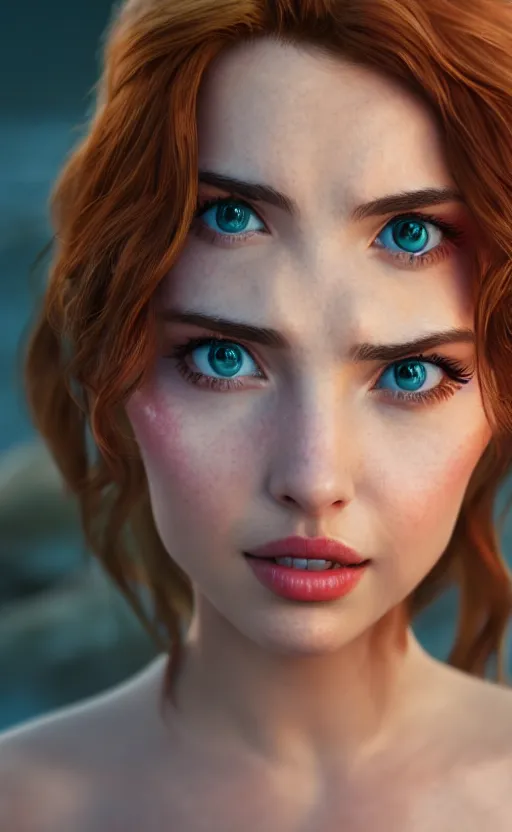 Image similar to ana de armas as ariel from little mermaid disney film, photo realistic, hyperdetailed, 8 k realistic, frostbite 3 engine, cryengine, dof, trending on artstation, digital art