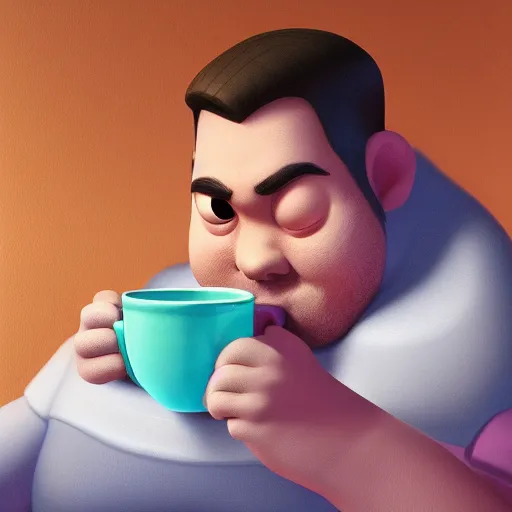 Prompt: a king drinking a cup of tea by pixar, trending on artstation, 8 k, highly detailed, digital painting, 3 d rendered