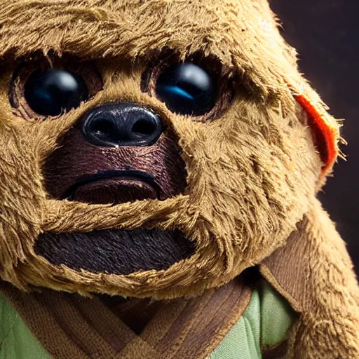 Image similar to Ewoks taking a selfie at Walmart, intricate detail, photo realistic, subsurface scatter, stage lighting, vray render, cinematic quality
