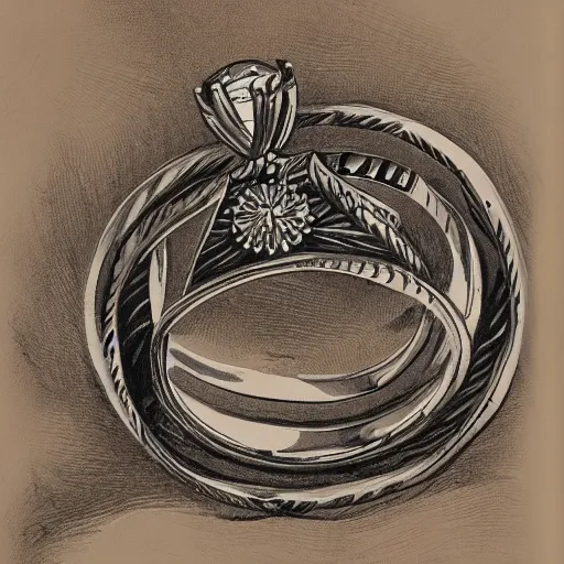 Image similar to artisan sketching of a ring with a cameo ornament, technical, fill page, highly detailed, 8 k