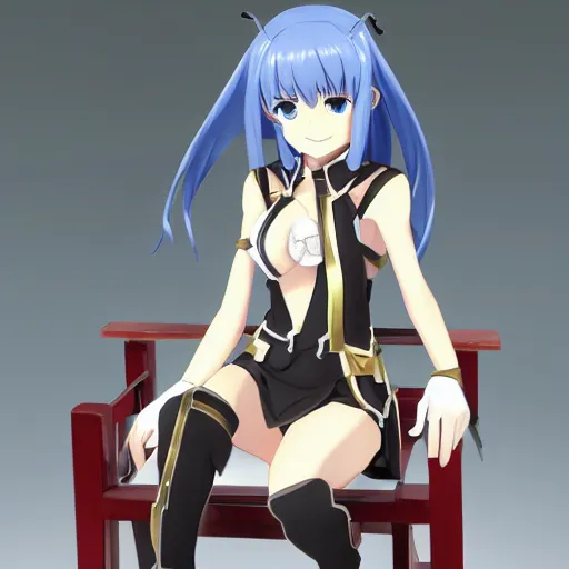 Prompt: quinella from sword art online sitting on a chair